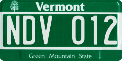 VT license plate NDV012