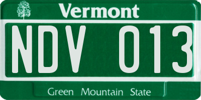 VT license plate NDV013