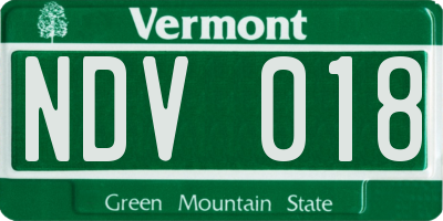 VT license plate NDV018