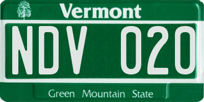 VT license plate NDV020