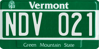 VT license plate NDV021