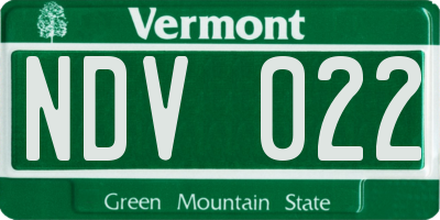 VT license plate NDV022