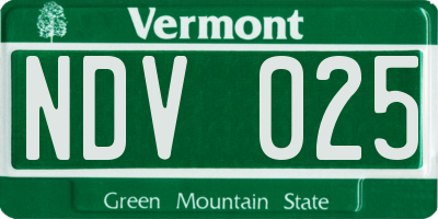 VT license plate NDV025