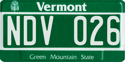 VT license plate NDV026