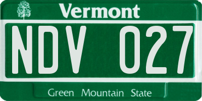 VT license plate NDV027