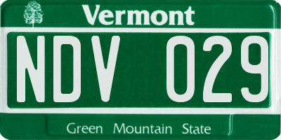 VT license plate NDV029