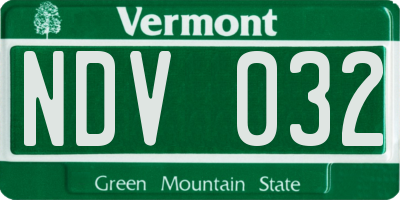VT license plate NDV032