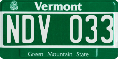 VT license plate NDV033