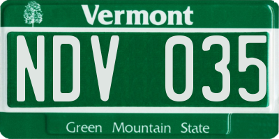 VT license plate NDV035