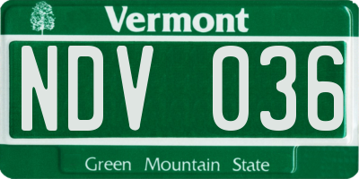 VT license plate NDV036