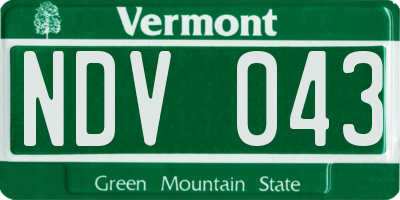VT license plate NDV043