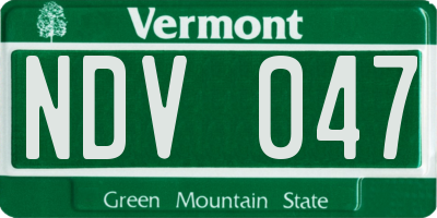 VT license plate NDV047