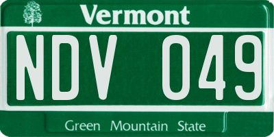 VT license plate NDV049
