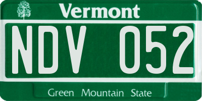 VT license plate NDV052