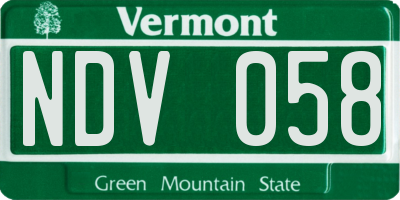 VT license plate NDV058