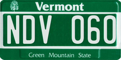 VT license plate NDV060