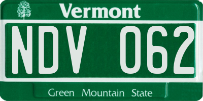 VT license plate NDV062