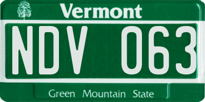 VT license plate NDV063