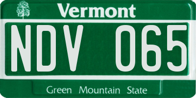 VT license plate NDV065