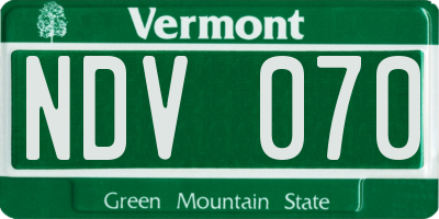 VT license plate NDV070