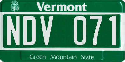 VT license plate NDV071