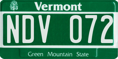 VT license plate NDV072