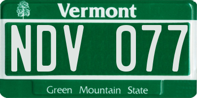 VT license plate NDV077