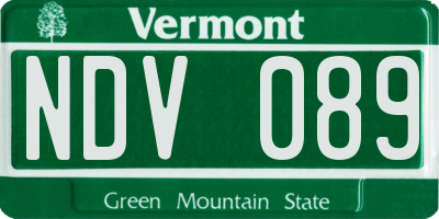 VT license plate NDV089