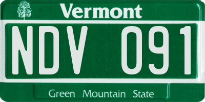 VT license plate NDV091