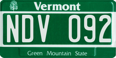 VT license plate NDV092