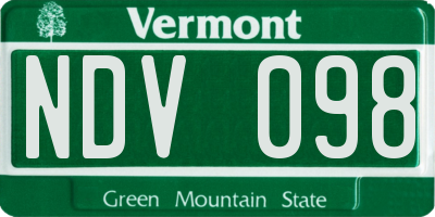 VT license plate NDV098