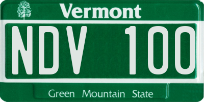 VT license plate NDV100