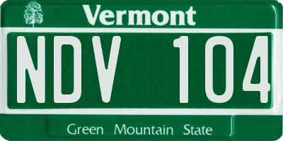 VT license plate NDV104