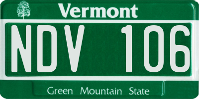 VT license plate NDV106