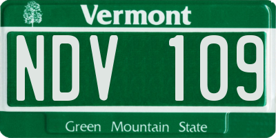 VT license plate NDV109