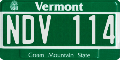 VT license plate NDV114