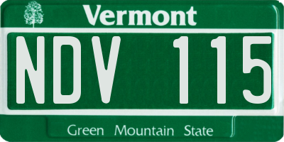 VT license plate NDV115