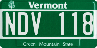 VT license plate NDV118