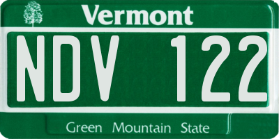 VT license plate NDV122