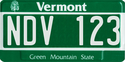 VT license plate NDV123