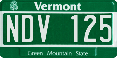 VT license plate NDV125