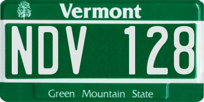 VT license plate NDV128