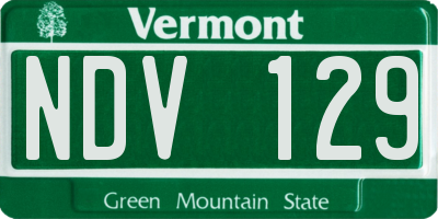 VT license plate NDV129
