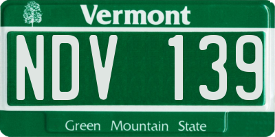 VT license plate NDV139