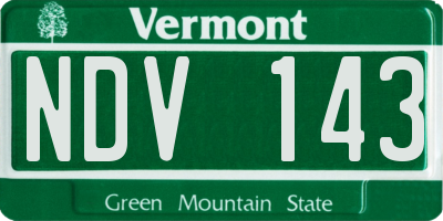VT license plate NDV143
