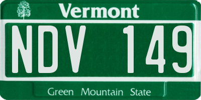 VT license plate NDV149