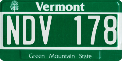 VT license plate NDV178