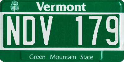 VT license plate NDV179