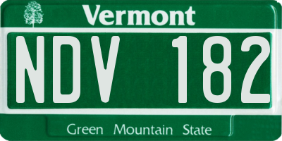 VT license plate NDV182