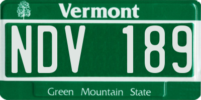 VT license plate NDV189